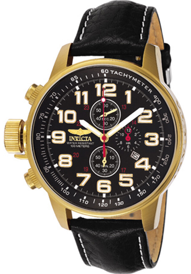 Invicta Men’s Watch I Force Lefty Chronograph Black Dial Leather Strap 3330