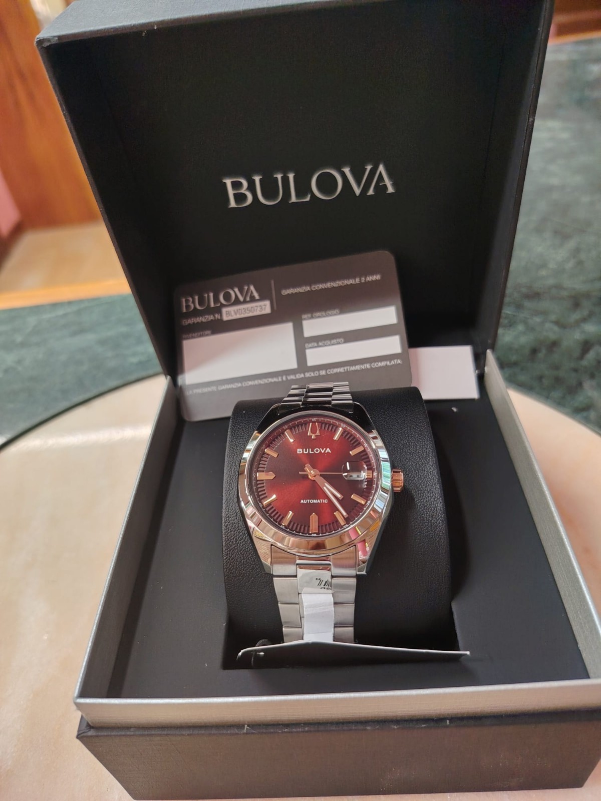 Bulova Surveyor Automatic Red Watch New Mens