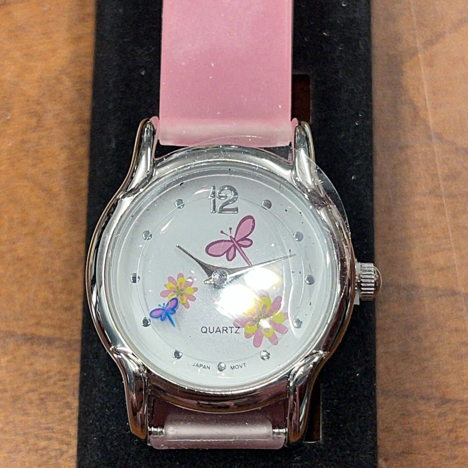 AVON SPRING GARDEN DRAGONFLY SILICONE STRAP WATCH Pink BOX New Battery