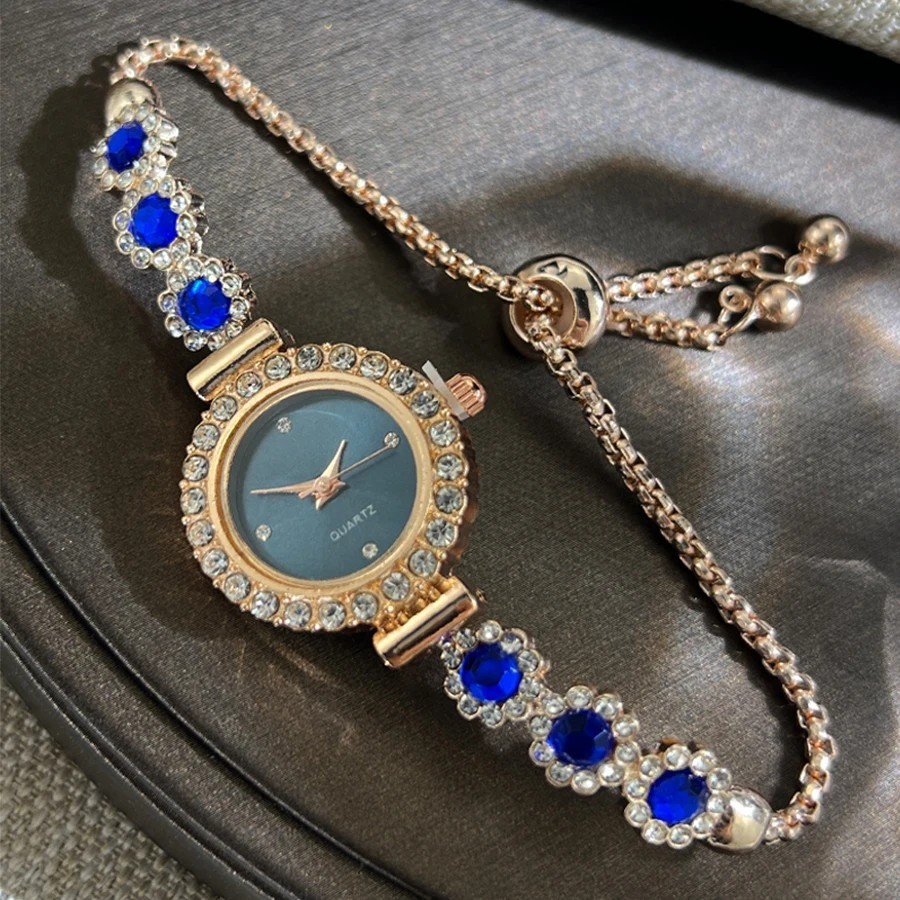Bracelet Watch Set Golden Ladies Women Girls Fashion Wristwatch Gift FreeShip