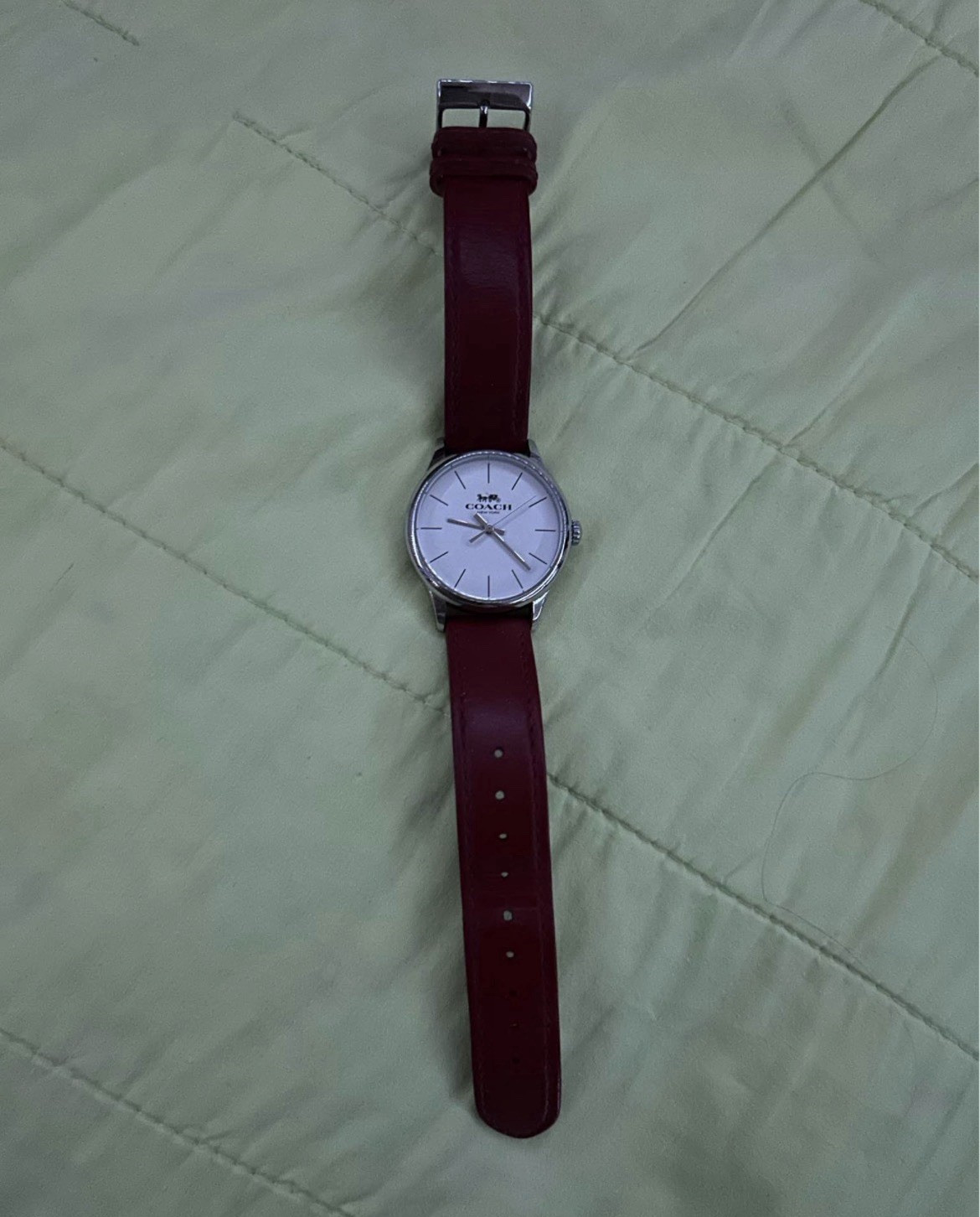 Coach Quartz 36mm Silver Stainless Steel Watch White Dial Brown Leather 3ATM