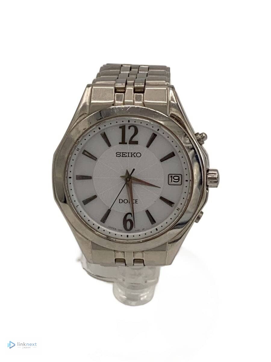 SEIKO Dolce 7B52-0AC0 Solar Analog Men’s Titanium Watch, White