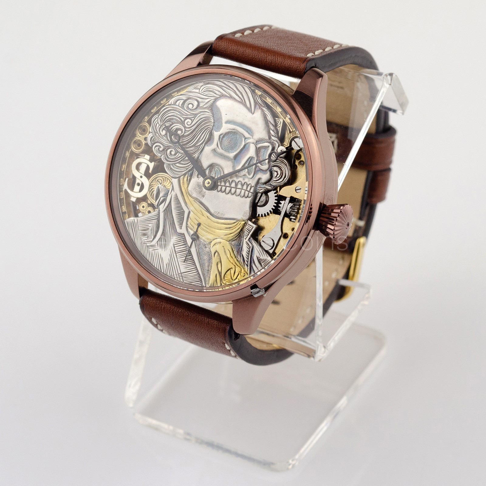 SKELETON Mr. PRESIDENT MARRIAGE WATCH HI-GRADE ENGRAVED MOVEMENT MENS WRISTWATCH