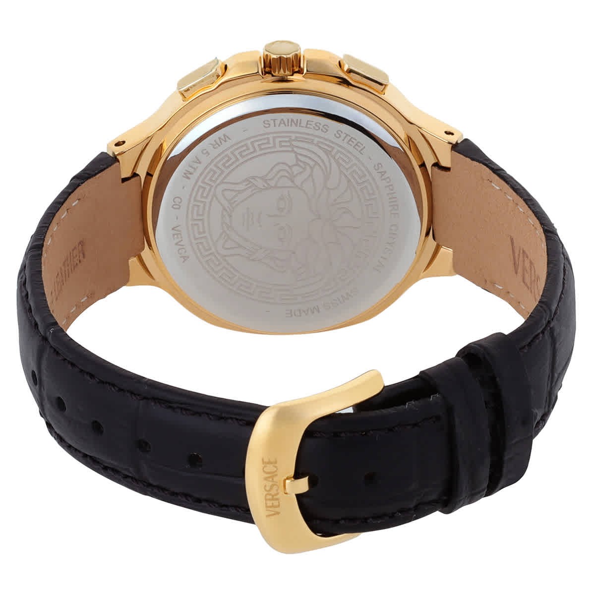 Versace V-Chrono Square Chronograph Quartz Black Dial Watch VEVCA0224