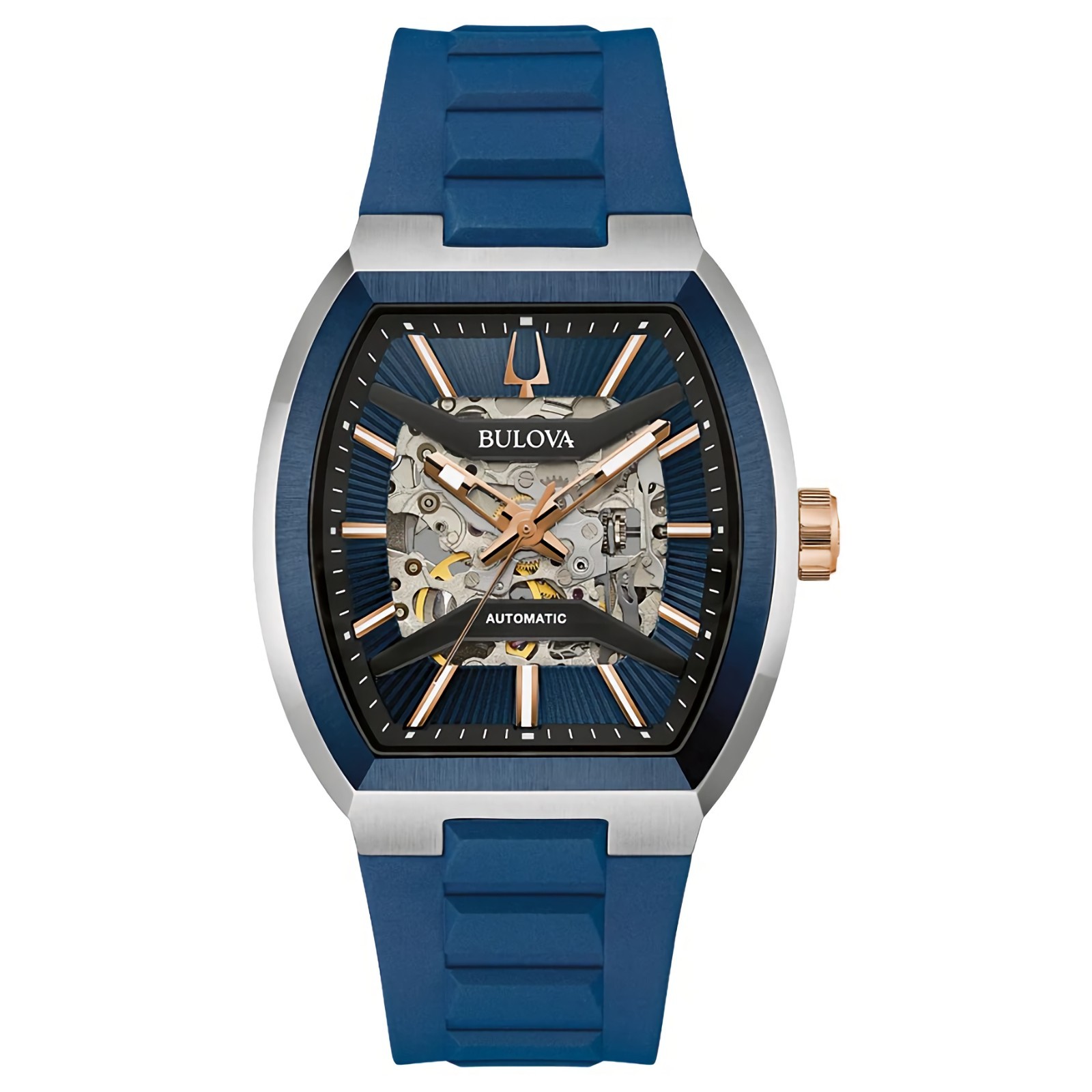 Bulova Maquina 98A318 Automatic Blue Skeleton Dial Stainless Steel Men’s Watch