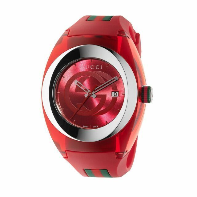 Gucci SYNC XXL Red Rubber Strap 46mm Unisex Watch YA137103