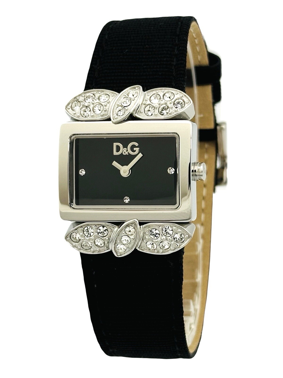 D&G Ladies ‘800 Quartz Watch DW0493 With Black Fabric + Leather Strap Watch.