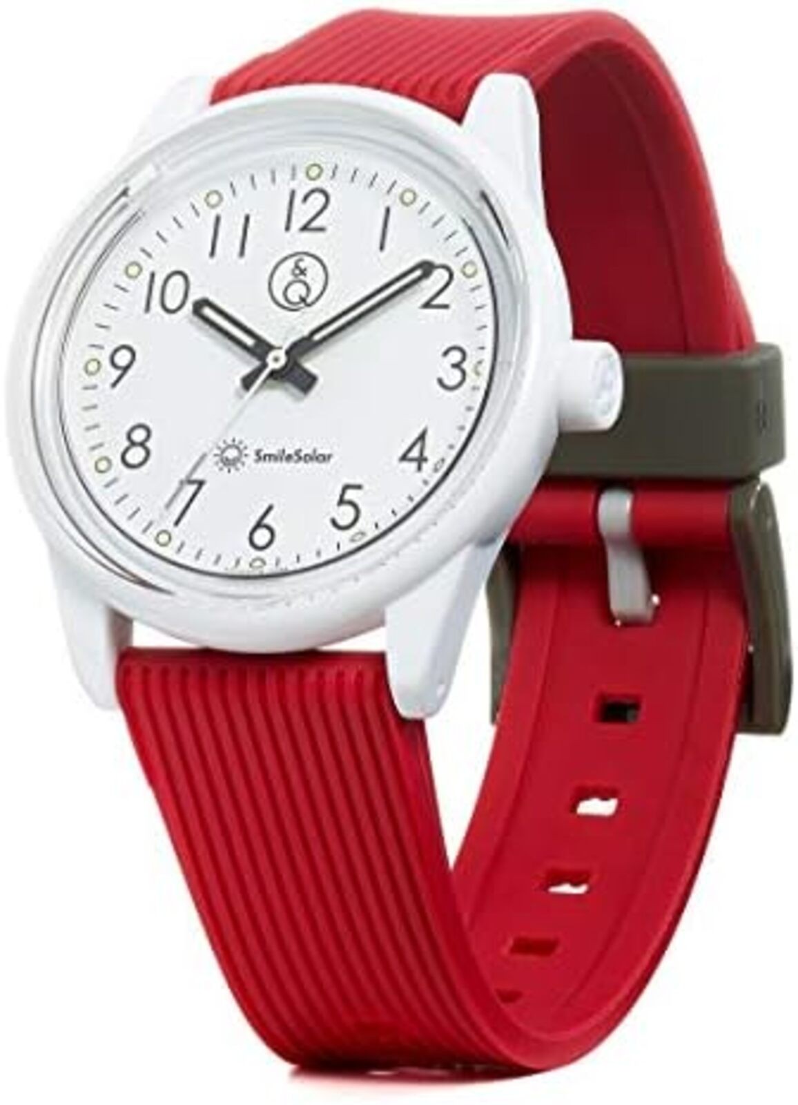 CITIZEN Q&Q SmileSolar Watch 004 White/Red Lightweight Waterproof F/S w/Track#