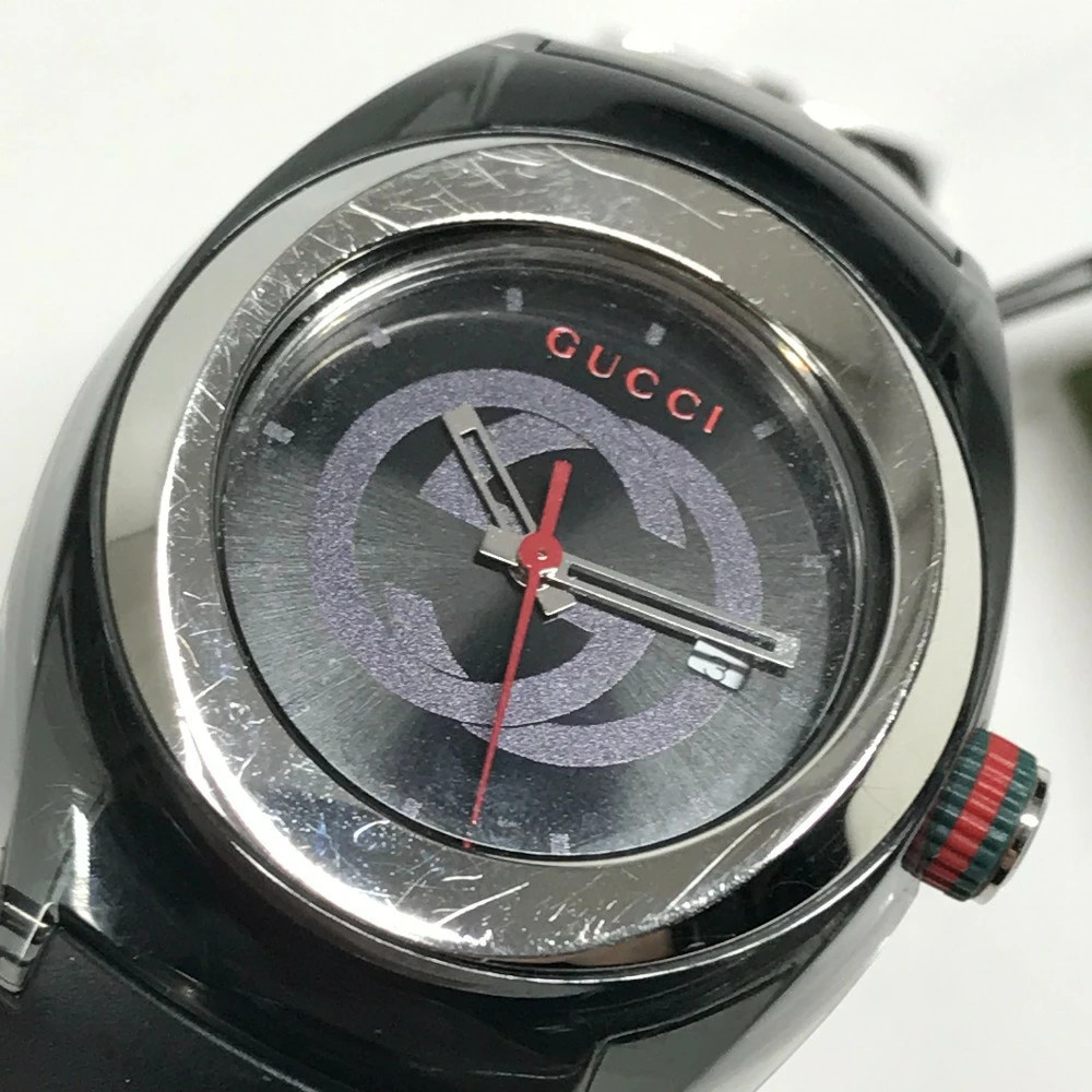 Gucci YA137301 Unisex Black Rubber Watch Men’s & Ladies Series