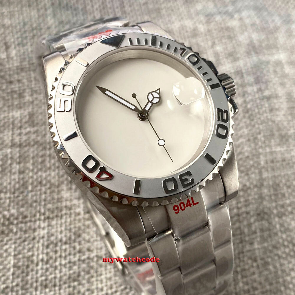 40mm Bliger Blank Black White Blue dial NH35 Automatic Mens Watch Sapphire glass