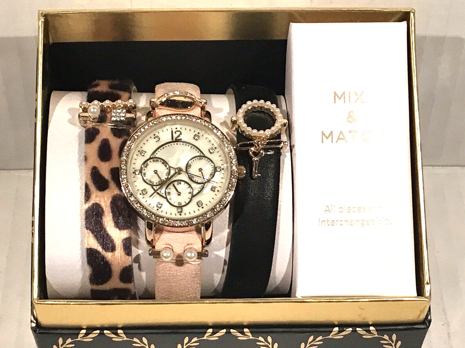 Watch Set Mix & Match All Pieces Interchangeable Black Gold Multicolor NEW