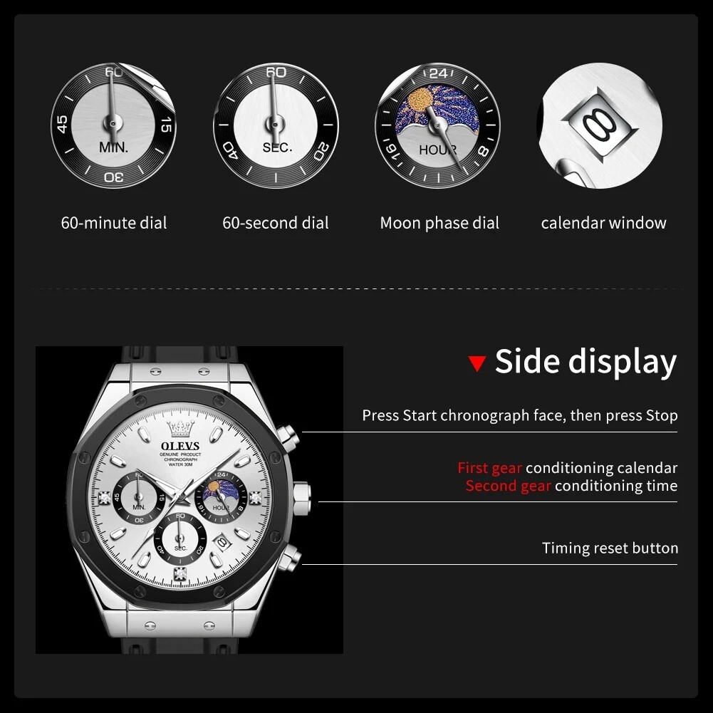 Waterproof Quartz Watch Luminous OLEVS Business Luxury Date Men Men’s Strap