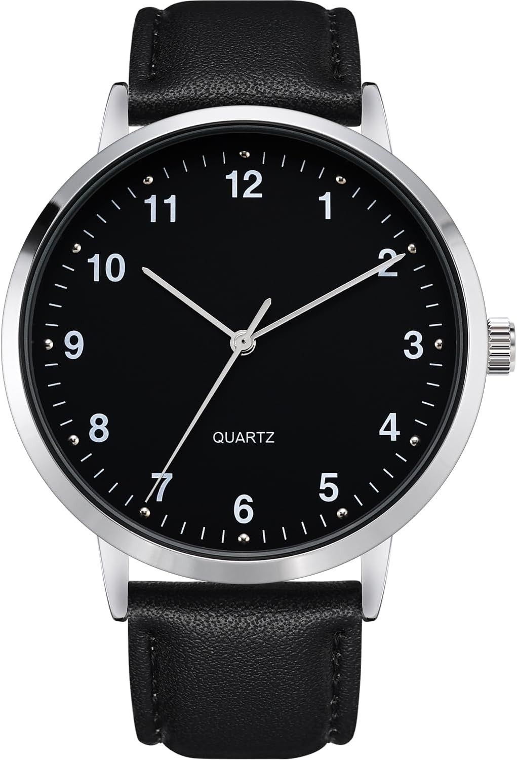Mens Black Large Dial Arabic Numerals Black Belt Modern Classic Men’s Watch