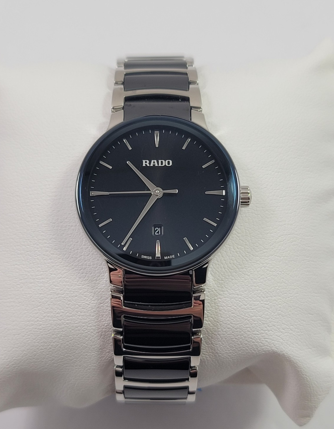 Rado Centrix Quartz Black Dial Stainless Steel Ceramic Ladies Watch R30026152