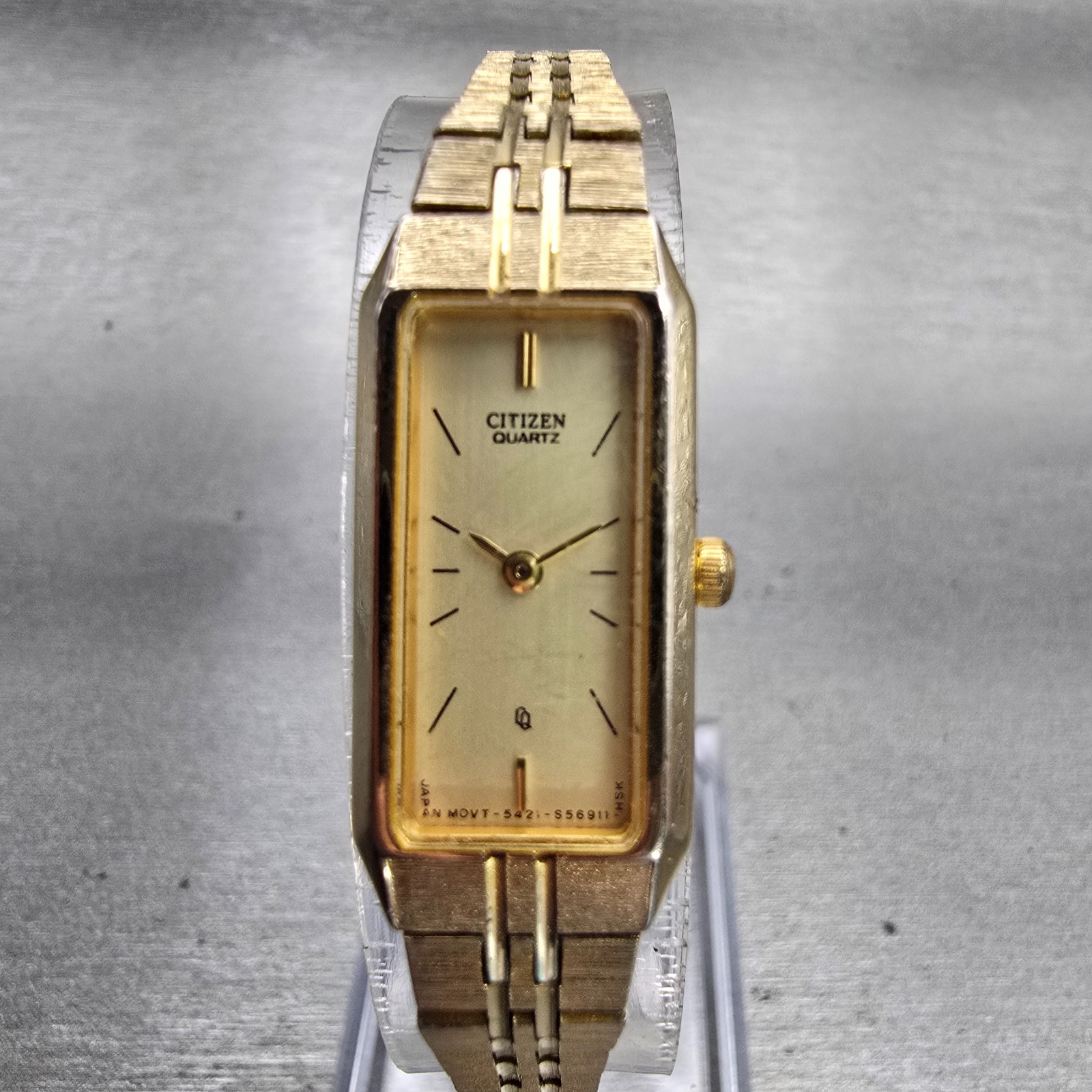 Citizen CQ Watch Women 12mm Champagne Dial Gold Tone 5421-S10523 New Battery VTG