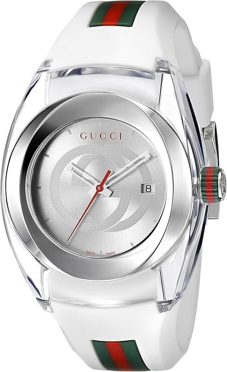 NEW Gucci Sync L 36mm White Rubber Strap Quartz Women’s Designer Watch YA137302