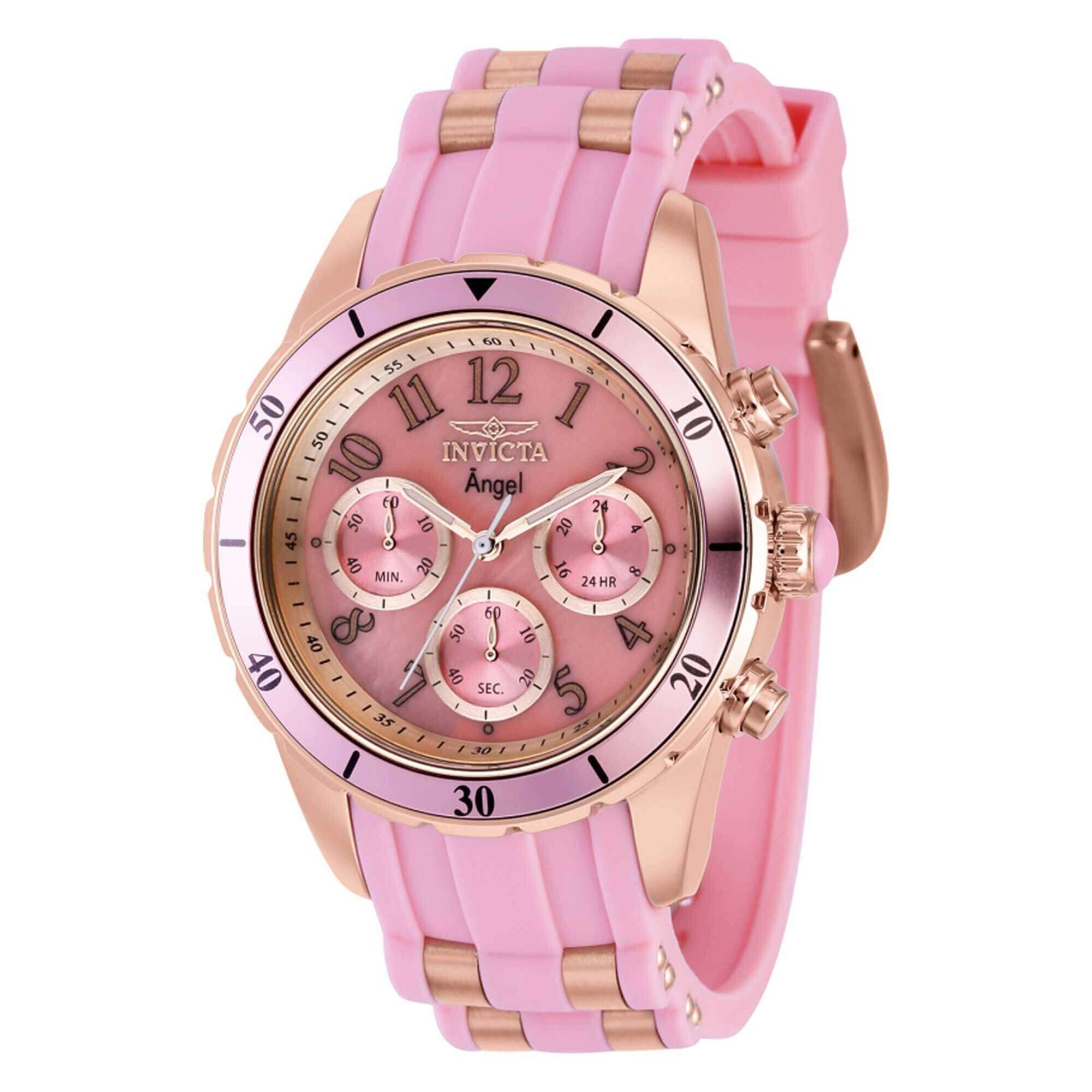 Invicta Women’s Watch Angel Quartz Chronograph Pink and Rose Gold Strap 39345