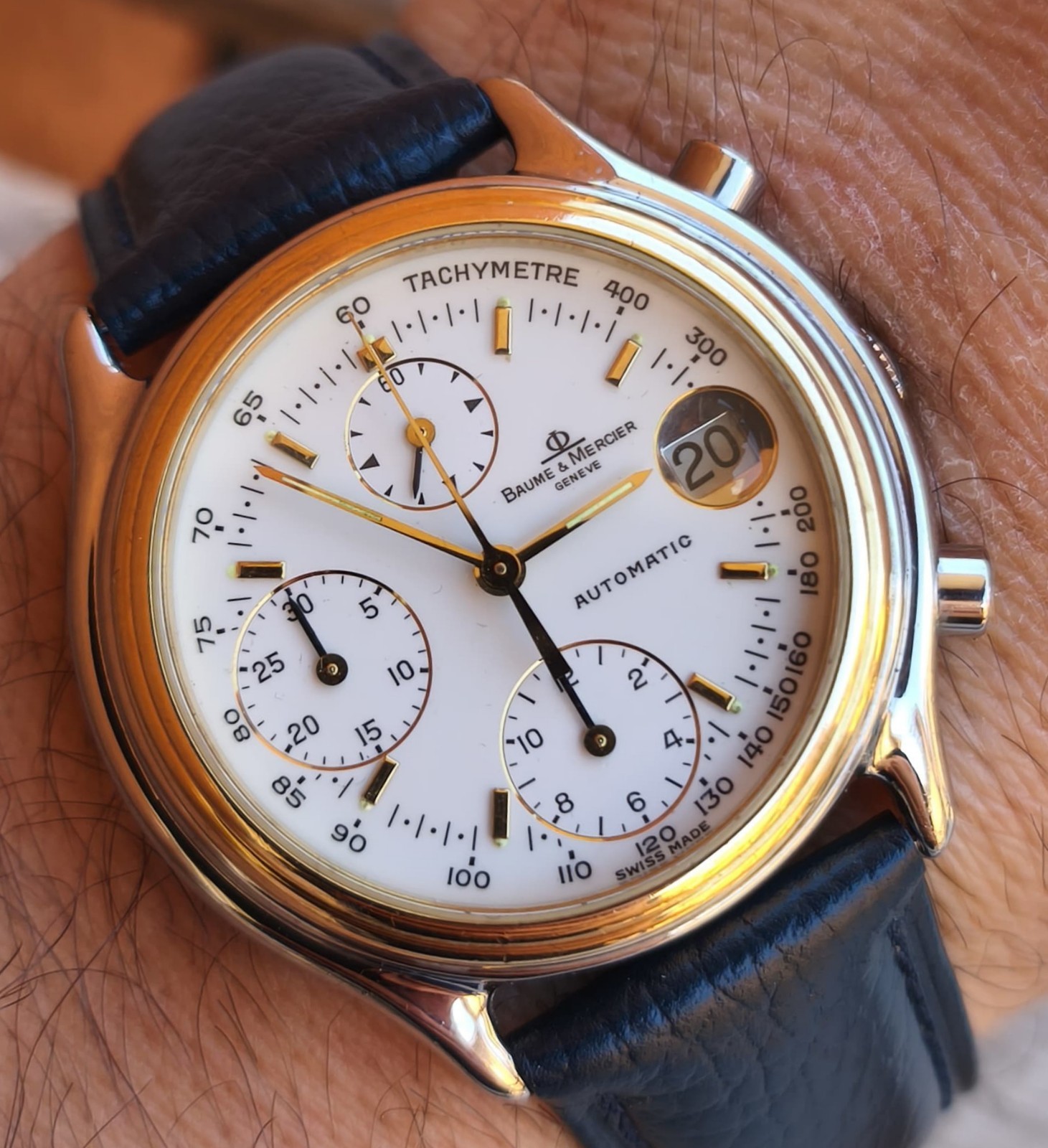 Baume & Mercier 6103 Chrono 🏁 Automatic Date 🇨🇭 Gold Steel Watch
