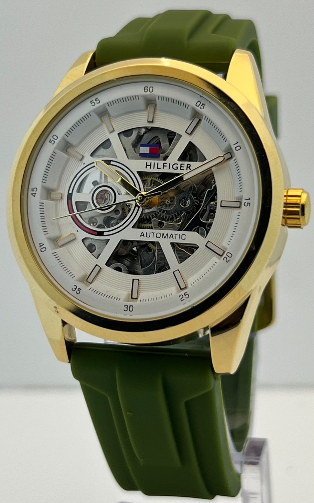 Premium Men’s Tommy Hilfiger Automatic Skeleton White Dial Working Wristwatch
