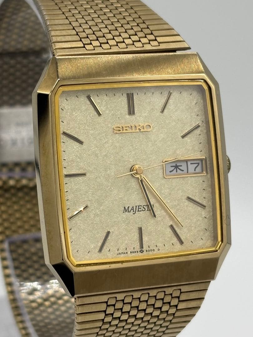 Seiko 9533-5000 Men Quartz Wristwatch Gold Tone Dial 19.0cm