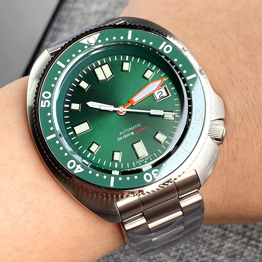 20ATM 44mm Tandorio Sterile Green Dial Japan NH35A Automatic Diving Mens Watch