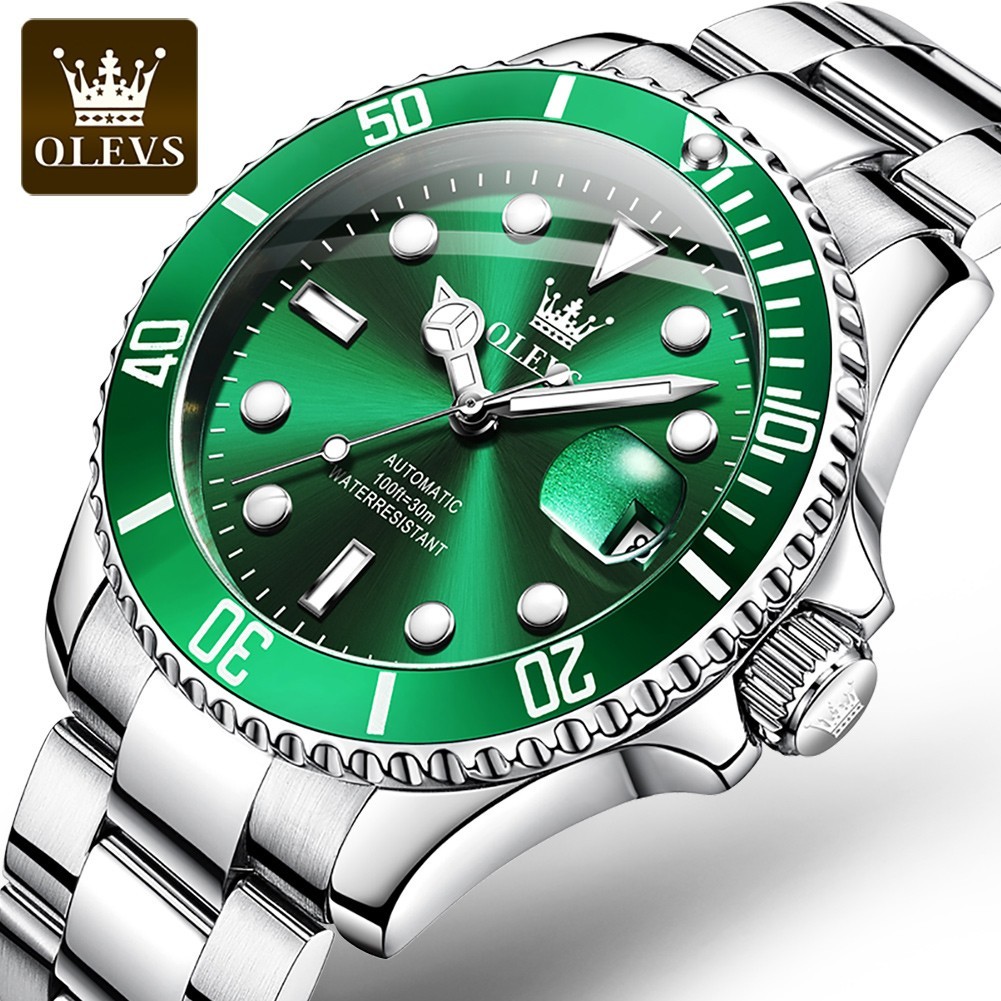 OLEVS Men’s Watch Automatic Mechanical, Stainless Steel Luminous Waterproof Date