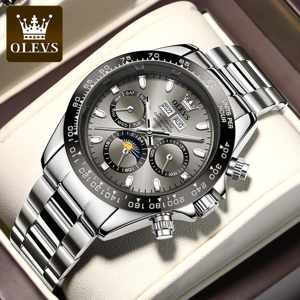 Automatic Mechanical Waterproof Watch Moon Phase Luxury Dial Men’s Men Strap