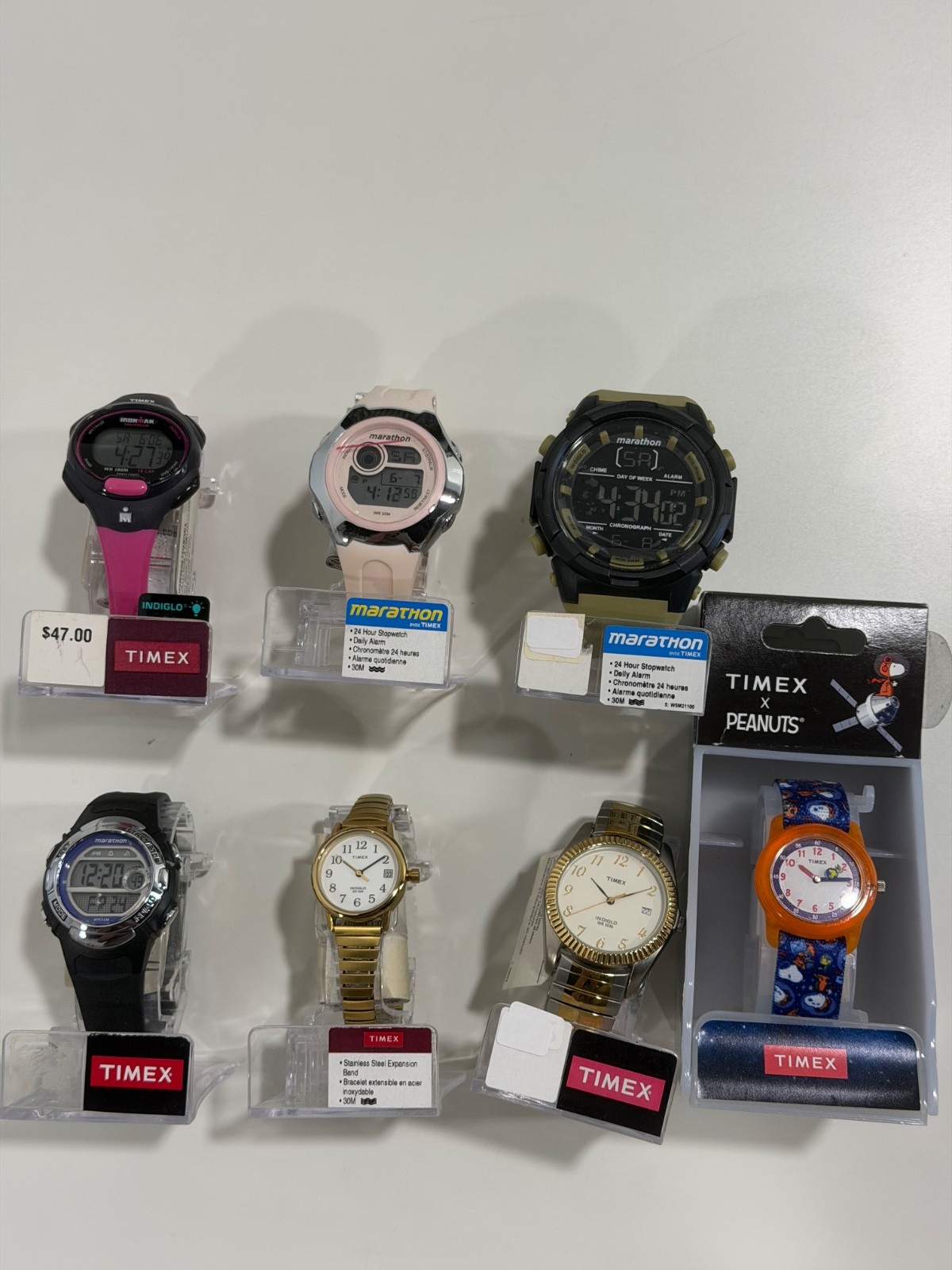 TIMEX and Marathon Lot of 7 Watches Collection Analog Digital Mix
