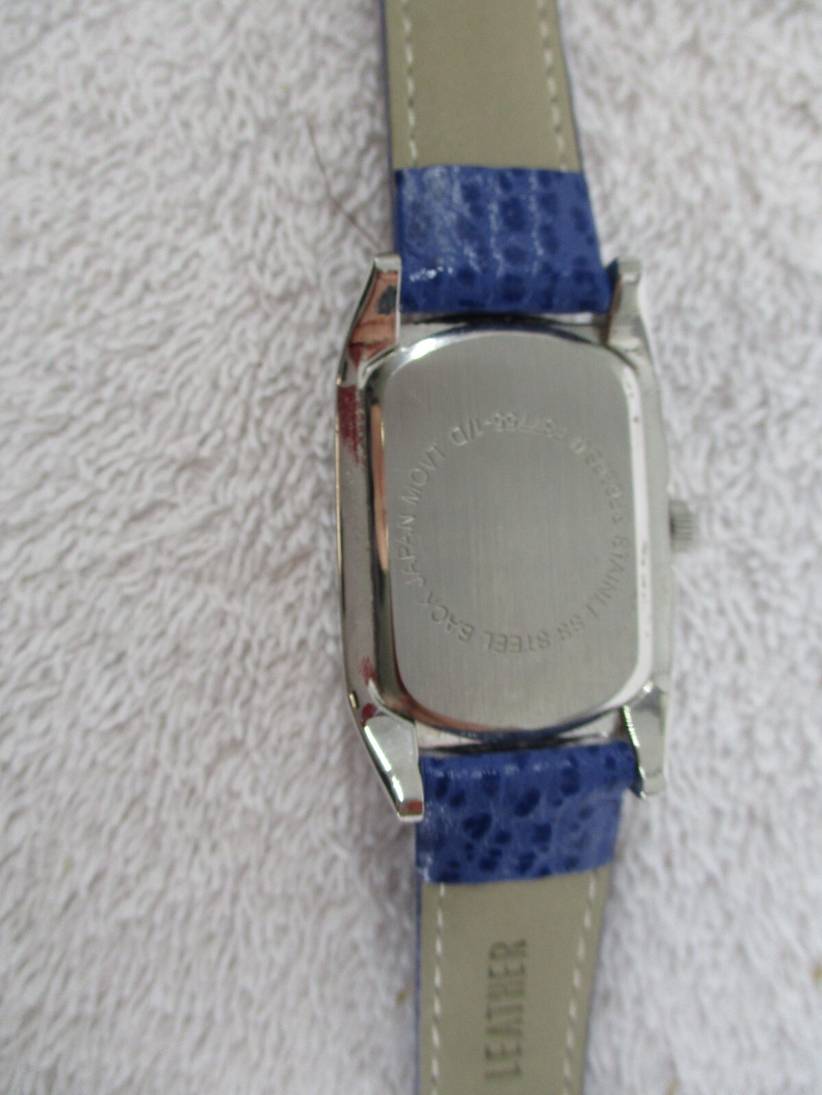 Wristwatch Quartz Genuine Leather Strap Stainless Steel Back Japan Movt Blue
