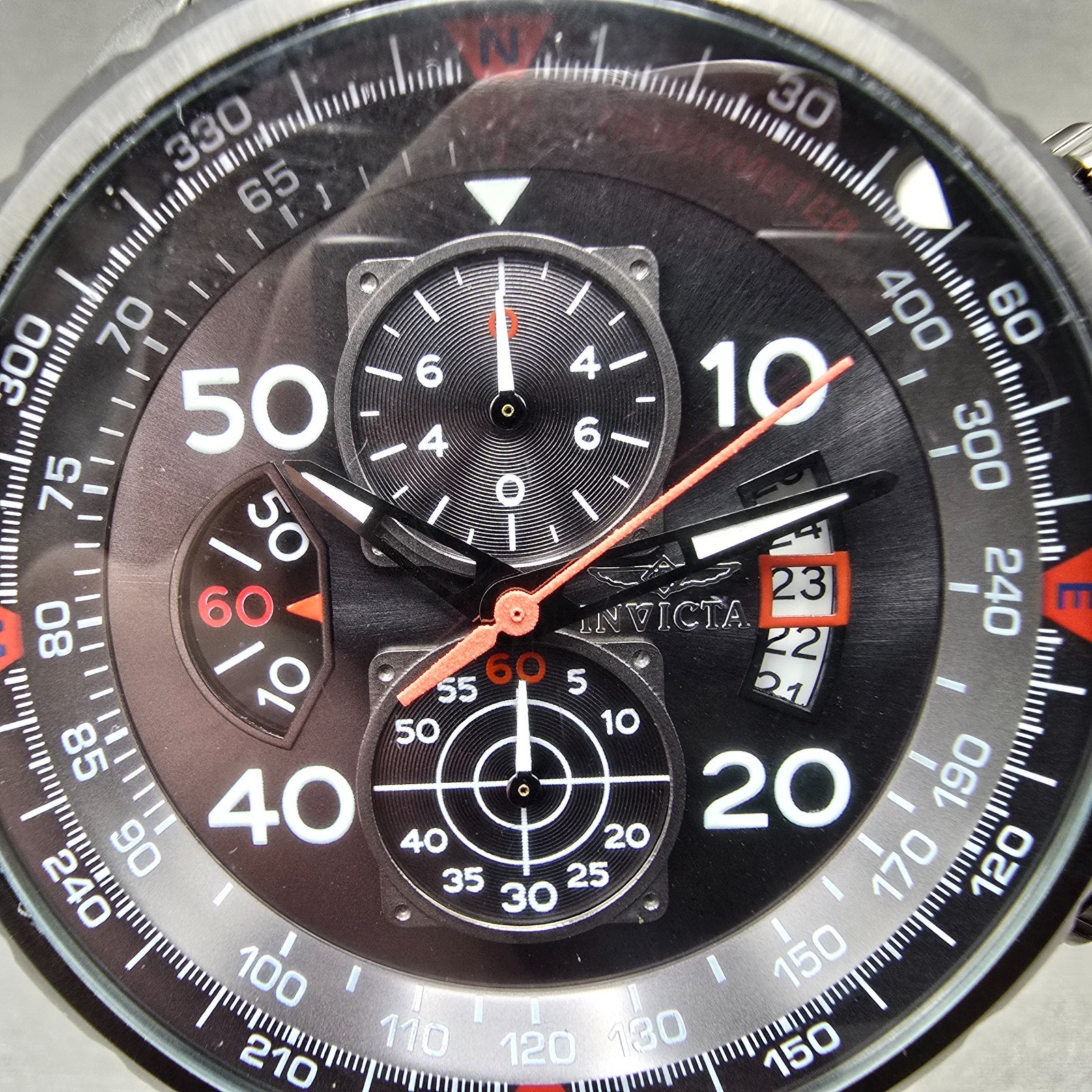 Invicta Aviator Chronograph Watch Men 49mm Black Dial Steel Date 17204 New Batt