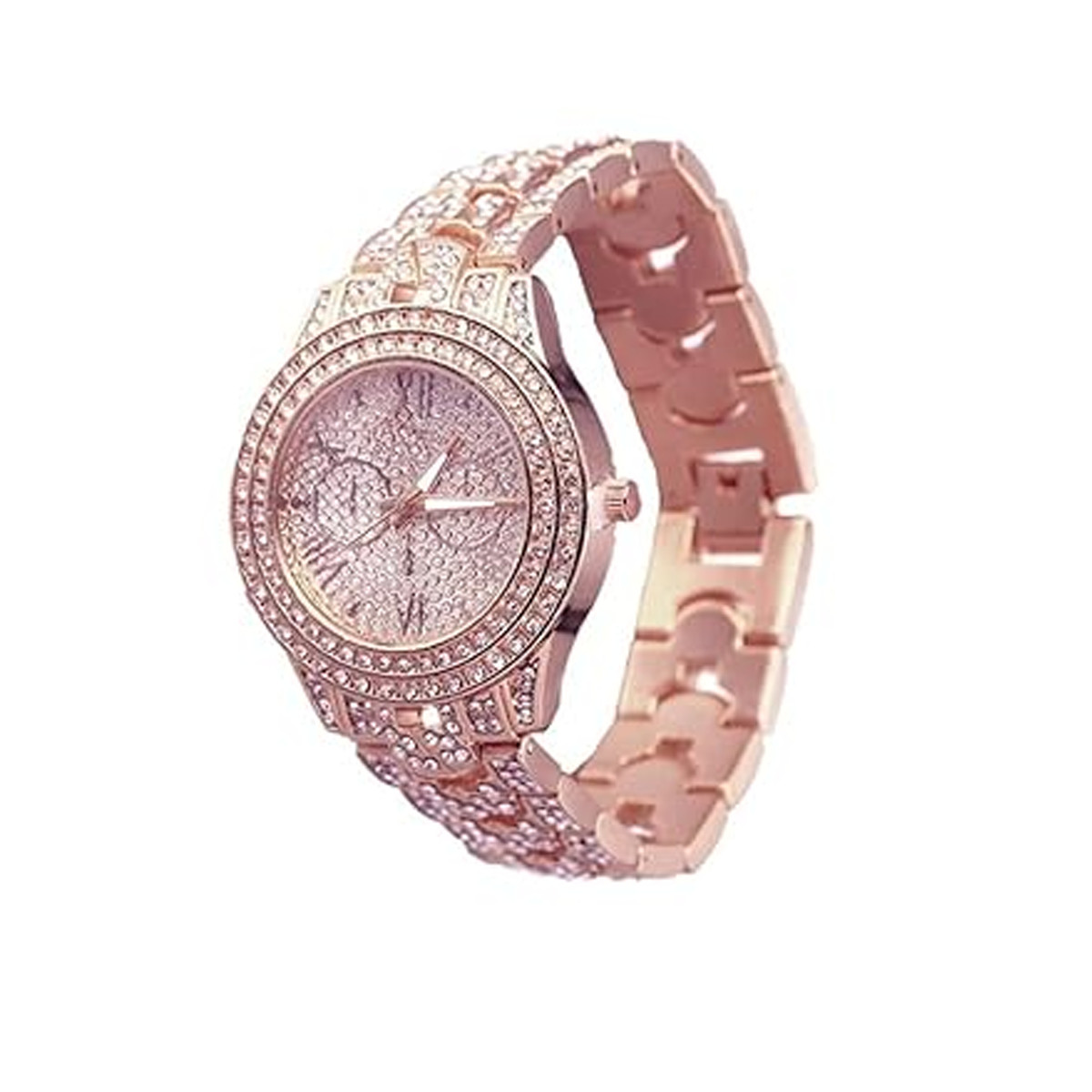 Iced Out Watch Mens Rose Gold Plated Cuban Chain Band Full VVS CZ Diamond 36mm