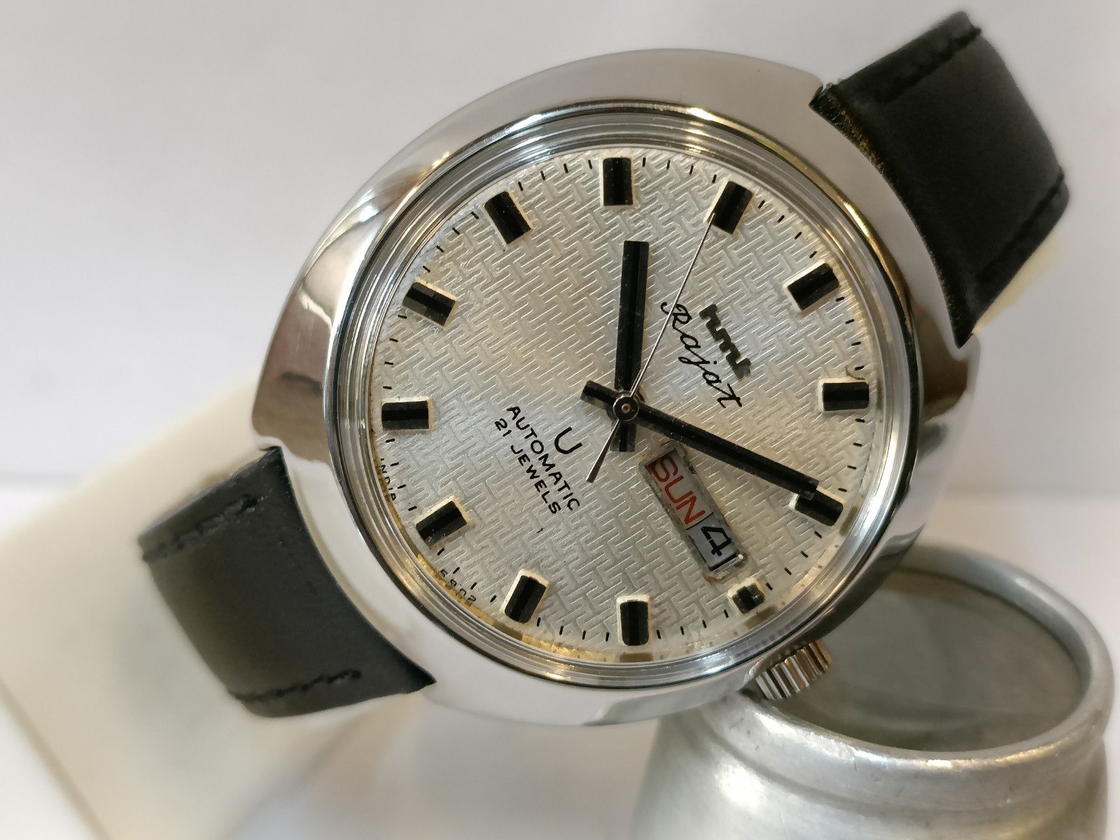 ORIGINAL HMT RAJAT 21J AUTOMATIC WHITE DIAL INDIA MEN’S WORKING CONDITION
