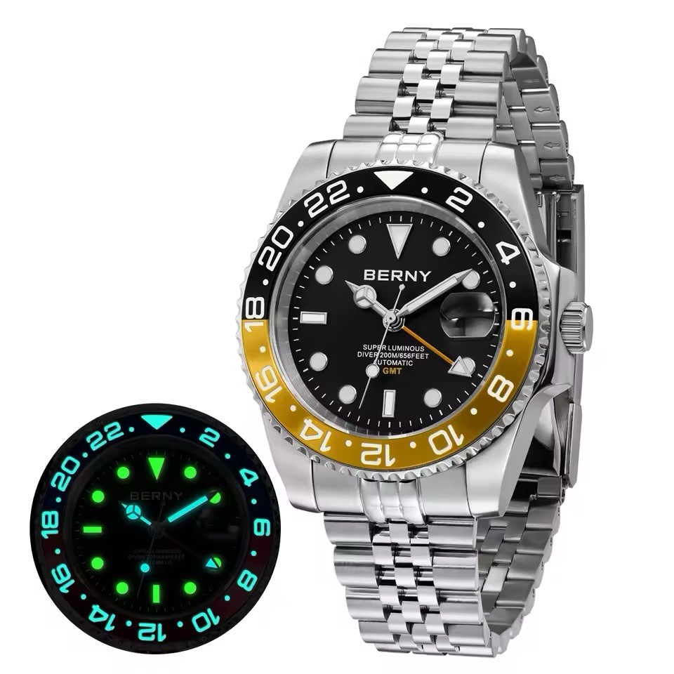 BERNY Watch Automatic GMT Black Dial Men’s Watch 1