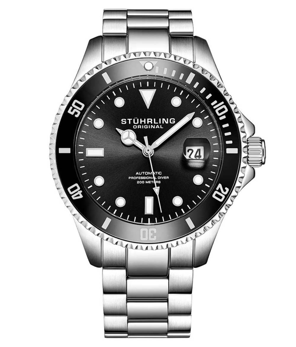 Aquadiver Black Dial/ Silver Stainless Steel Black Bezel | Black Dial Wristwatch