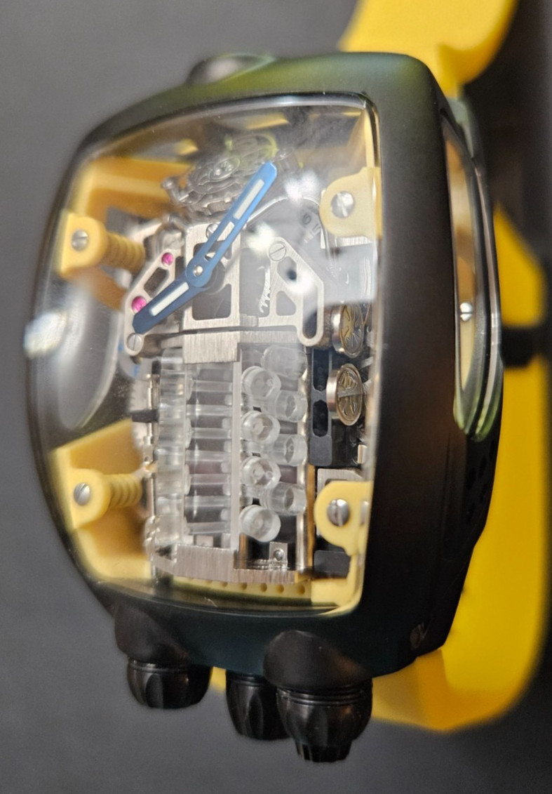 Montres Prestige Engine X Skeleton Dial Automatic Watch 44mm Yellow MPW-0357 NIB