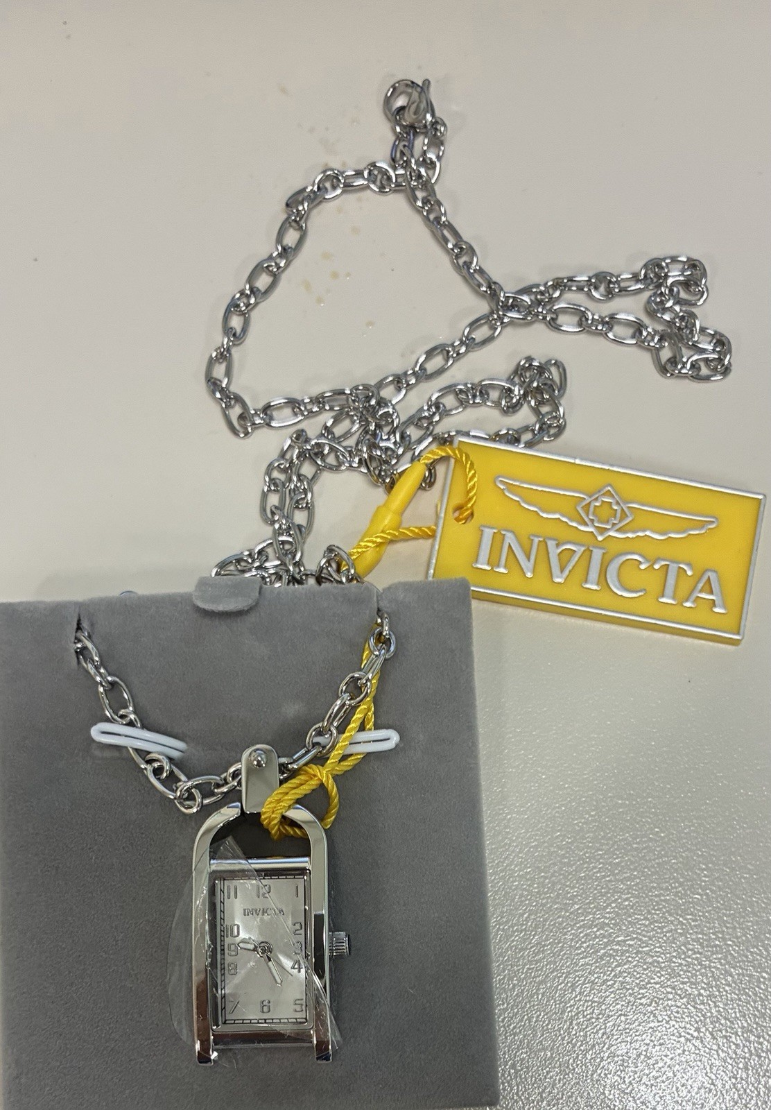 Invicta Mini Angel Necklace Women’s Quartz 18mm Silver Dial Arabic Numerals Box