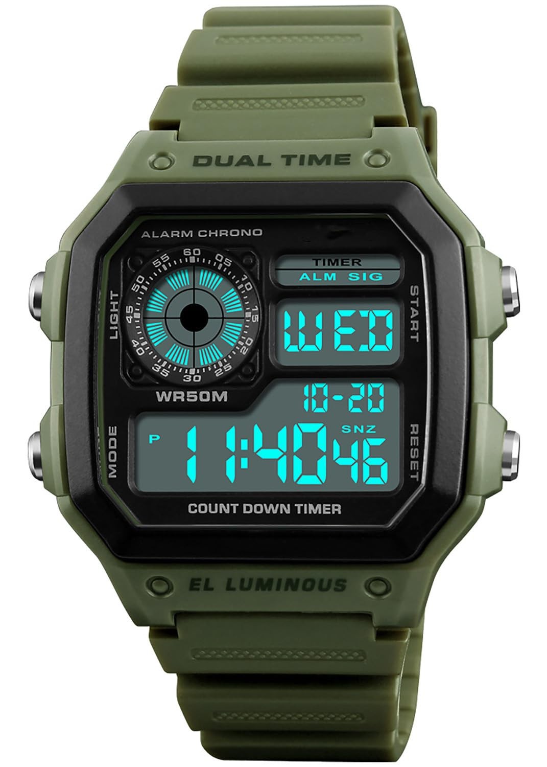 Men’s Digital Multi Function Watch Dual Time Alarm Stopwatch Countdown