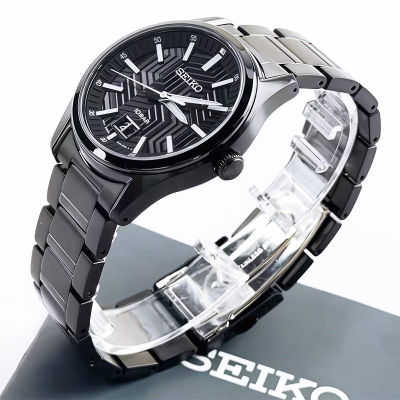 Seiko Essentials SUR515 Black Dial Stainless Steel Quartz Men’s Watch 39.5mm