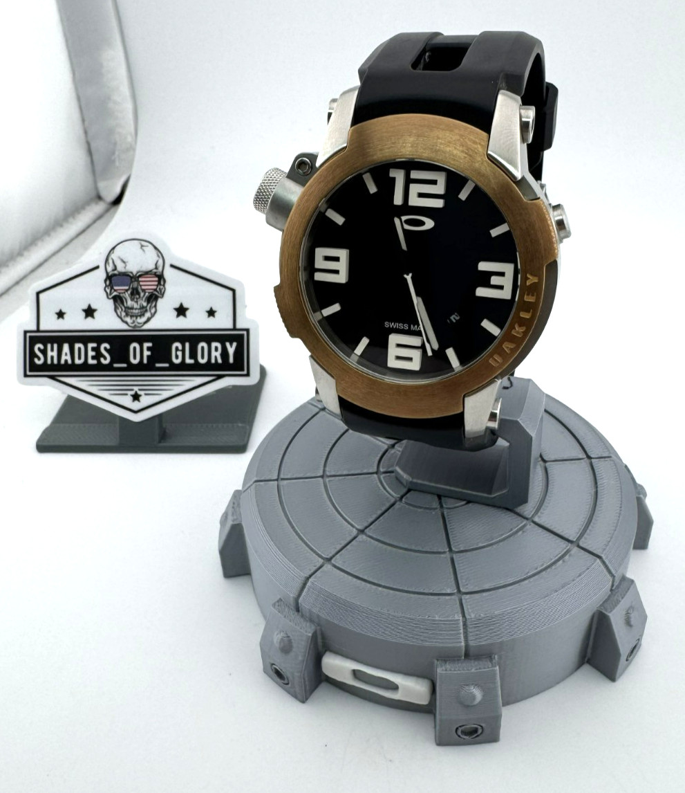OAKLEY KILL SWITCH SILVER BLACK WHITE W/ ROSE GOLD BEZEL WATCH 26-330 AUTHENTIC