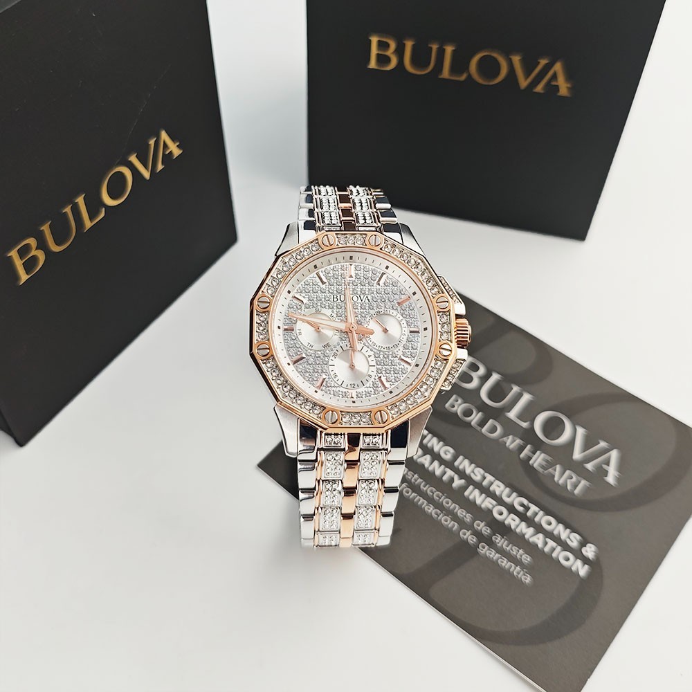 Bulova 98C133 Crystal Octava Gold Silver Two-Tone Quartz Men’s Watch 41.5mm