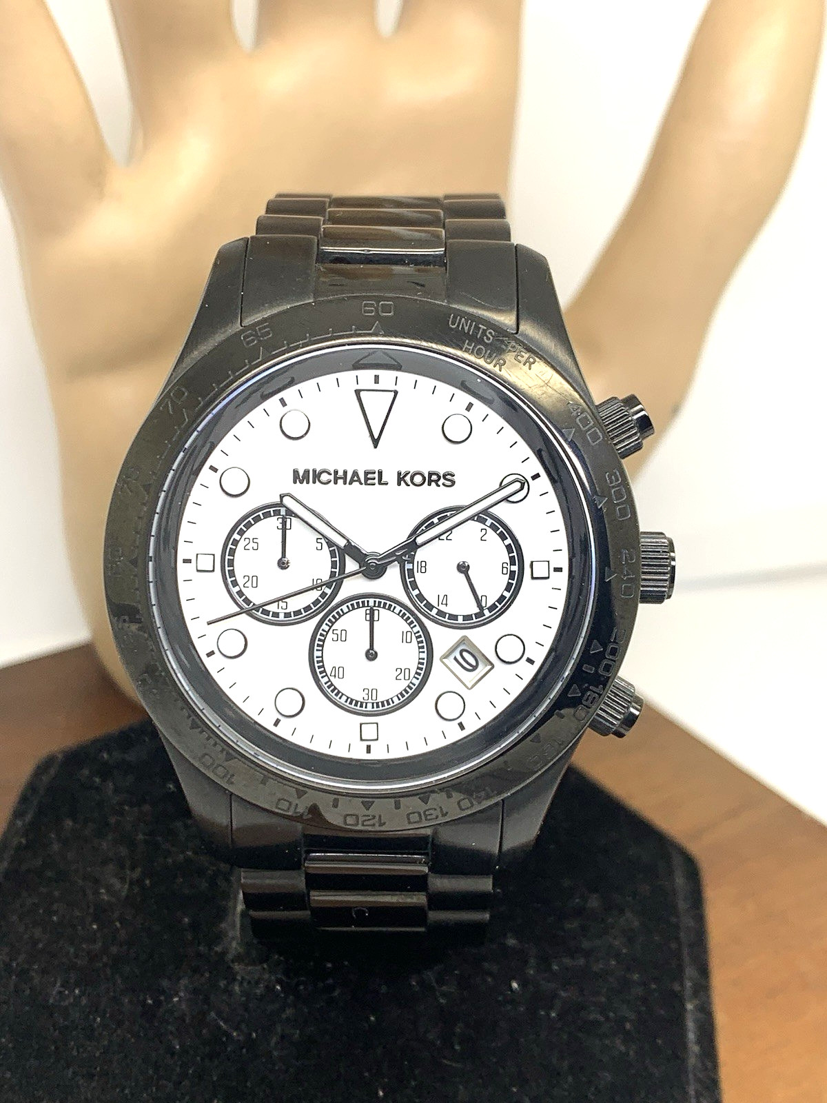 Michael Kors Men’s Watch MK6083 Layton Quartz White Dial Black Steel 44mm