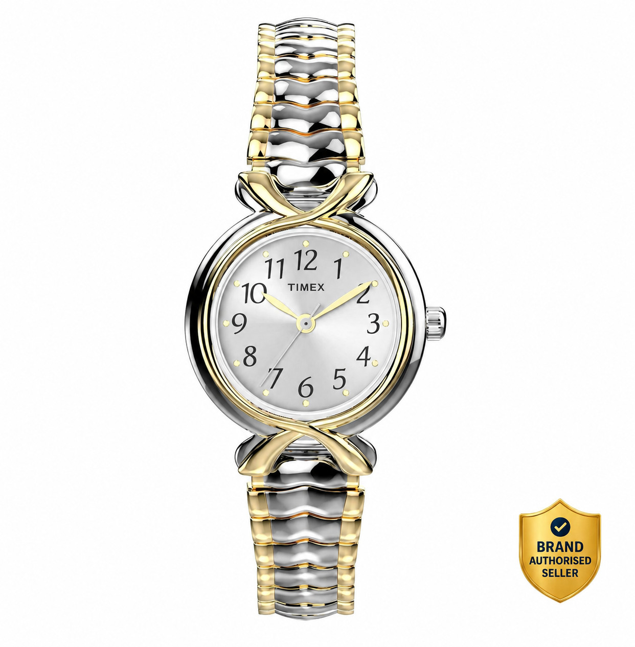 Timex Women’s 25mm Two-Tone Stainless Steel Analog Watch Silver Dial Quartz