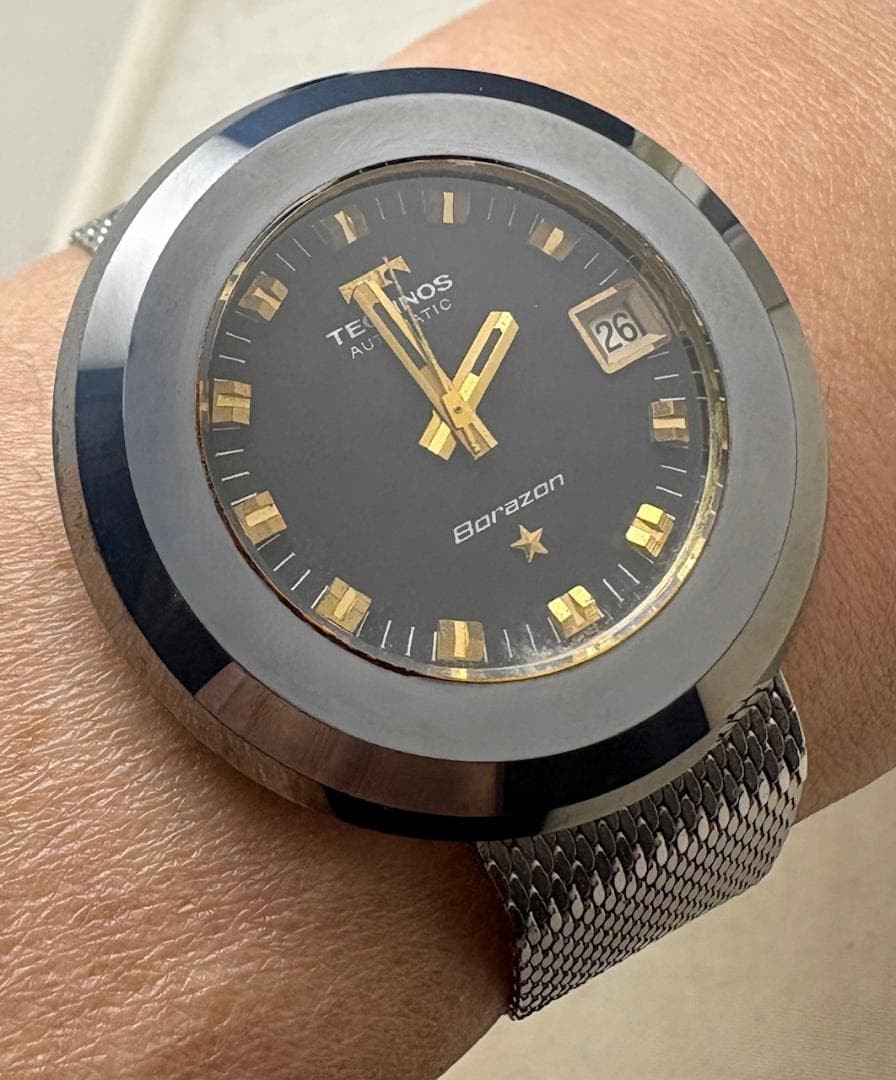 TECHNOS Borazon Vintage Automatic Watch 70s Timepiece Mens Rare Authentic