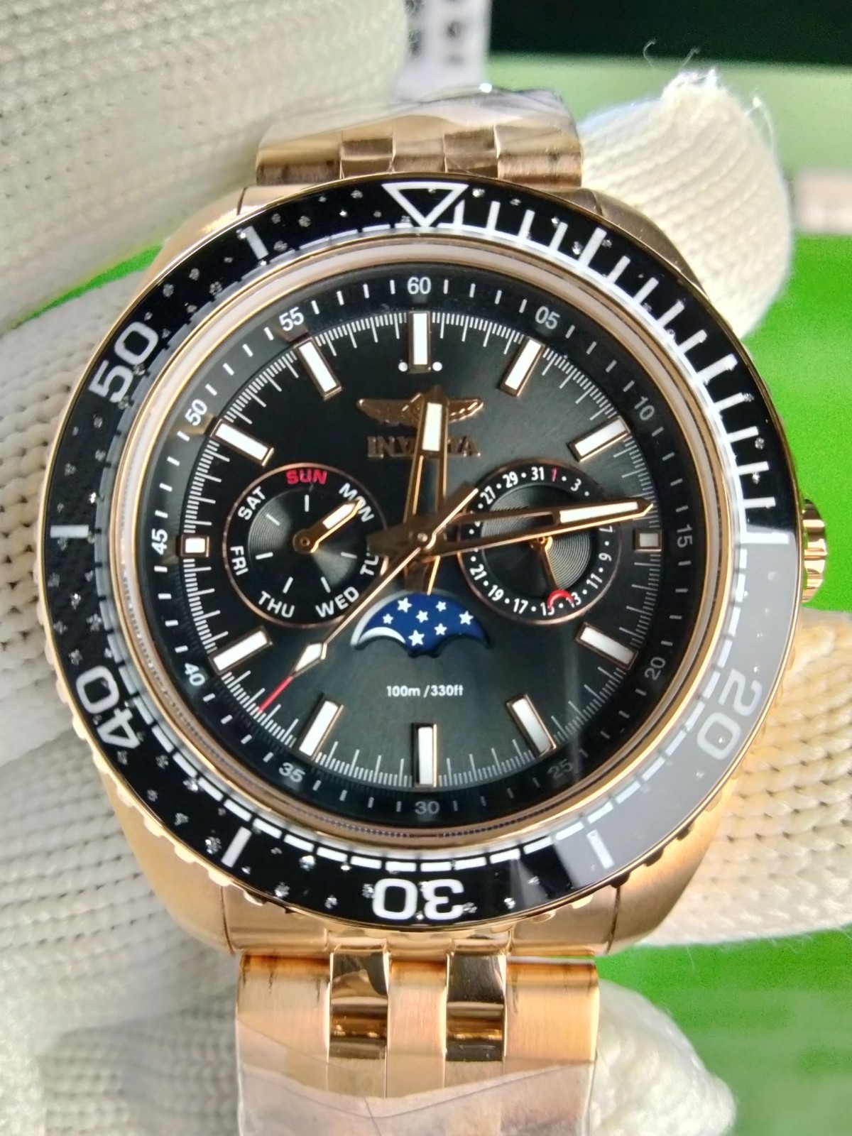 Rare Invicta Pro Diver 33564 Rose Gold Stainless Steel Men Quartz Watch 42.5 mm