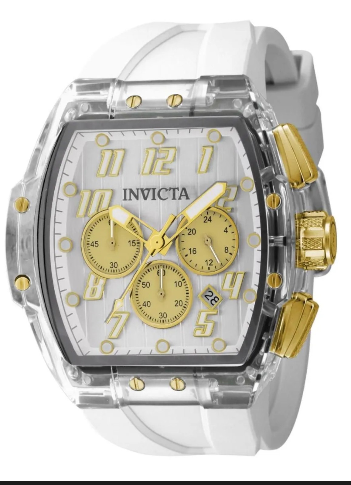 Invicta S1 Rally Crystal Chrono Men’s 47mm Clear Case White Dial Watch 49983