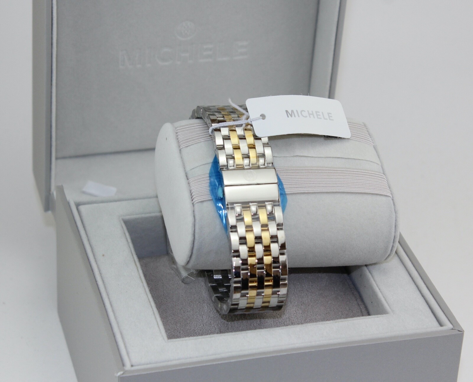 NEW AUTHENTIC MICHELE CSX 36 SILVER GOLD MIRROR CHRONO MWW03C000519 WOMENS WATCH