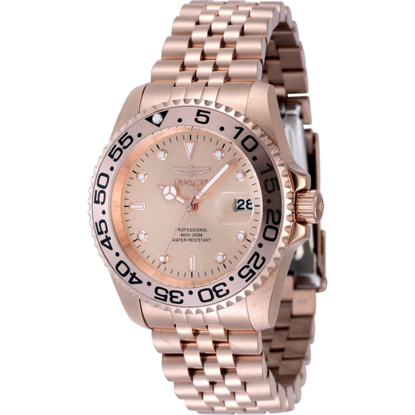 Invicta Women’s Watch Pro Diver Quartz Rose Gold Tone Dial Steel Bracelet 48386