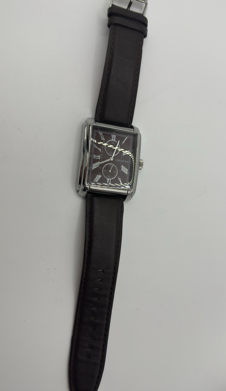 VTG Liz Claiborne Watch Large Dark Brown Wristwatch CLM1102 Analog needs battery