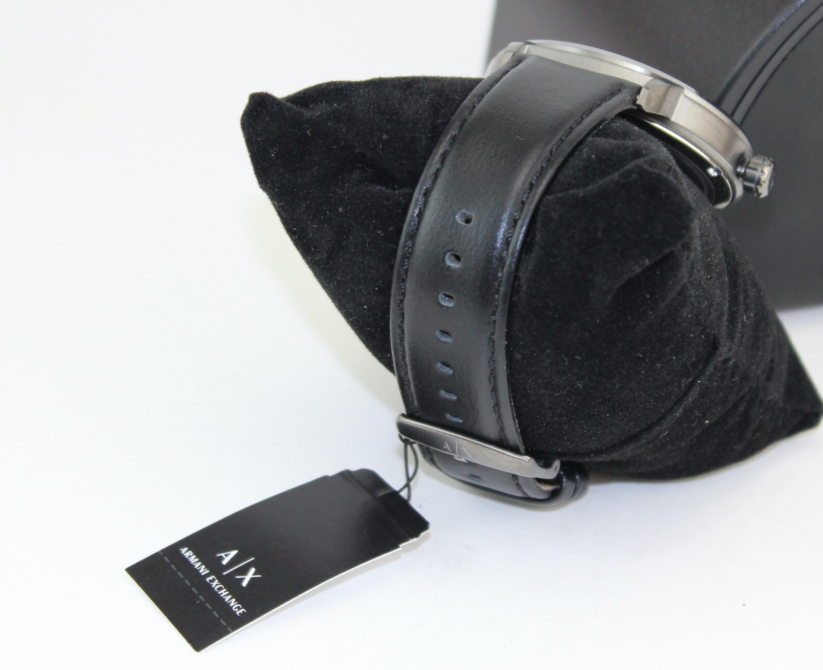 NEW AUTHENTIC ARMANI EXCHANGE MADDOX BLACK GREEN SMOKE LEATHER AX1473 MENS WATCH