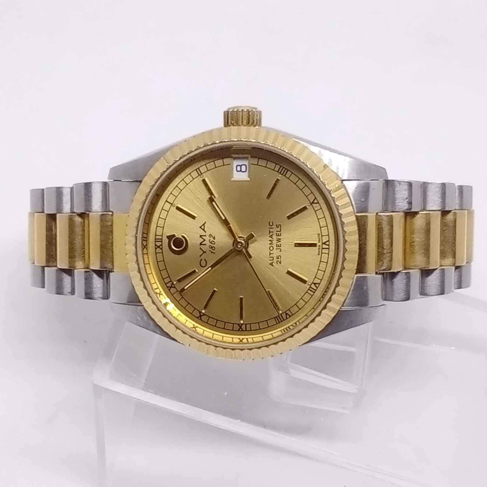 CYMA 1862 vintage Auto,Sapphire Crystal N-Mint, sharp fluted bezel,Unisex-Adults